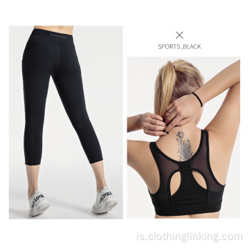 3/4 Capri leggings með snjallsíma vasa